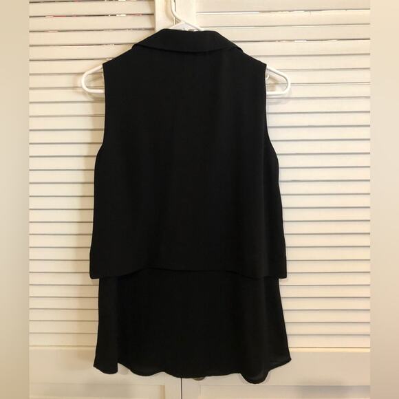 Banana Republic Black Tiered Sleeveless Collared Blouse - Picture 7 of 7